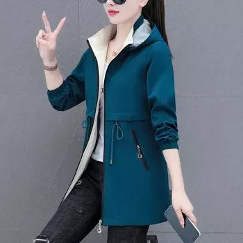 Осенне-зимняя женская ветровка, бархатный теплый плащ средней длины с капюшоном, корейская женская куртка, тонкая верхняя одежда XXXXL красный