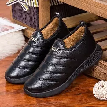 Осенне-зимняя женская винно-красная кожаная внутренняя обувь с бархатной толстой теплой водонепроницаемой нескользящей хлопковой обувью, ботинки Demonia 36 красный