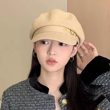 Осенне-зимняя женская восьмиугольная шляпа корейской моды шляпа Бейли с пуговицами и утиным язычком шляпа художника в британском стиле