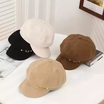 Осенне-зимняя женская восьмиугольная шляпа корейской моды шляпа Бейли с пуговицами и утиным язычком шляпа художника в британском стиле