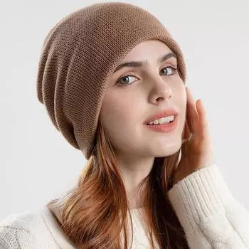 Осенне-зимняя женская вязаная шапка для защиты ушей, теплая универсальная шапка с большой повязкой на голову, холодная шапка One Size серый