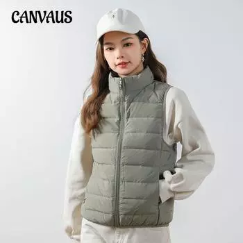 Осенне-зимняя женская жилетка из 90% пуха с воротником-стойкой, бесшовный жилет на утином пуху, куртка больших размеров S белый