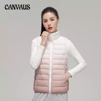 Осенне-зимняя женская жилетка из бархата и легкого утиного пуха 90-х годов, пуховик градиентного цвета M серый