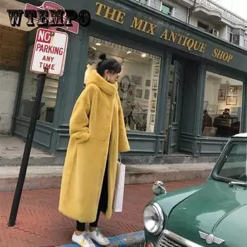 Осеннее длинное зимнее пальто, женское пальто из искусственного меха, женская теплая женская меховая куртка-тедди, женское плюшевое пальто-тедди, верхняя одежда XS