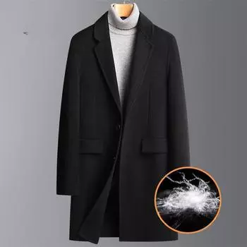 Осеннее и зимнее пальто Мужское кашемировое пальто Куртка средней и длинной длины Двусторонний шерстяной тренчкот M