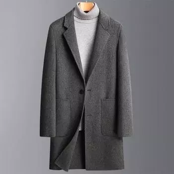 Осеннее и зимнее пальто мужское среднее и длинное утолщенное повседневное пальто мужское пальто M