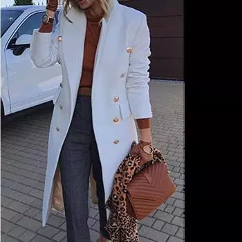 Осеннее и зимнее шерстяное женское пальто средней длины, шерстяное пальто с несколькими зернами M розы красного