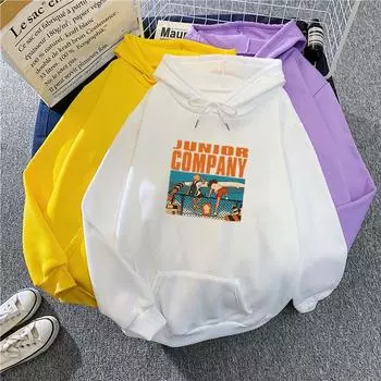 Осеннее и зимнее свободное студенческое пальто с мультяшным принтом и бархатный свитер с капюшоном, женская мода S белый