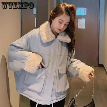 Осеннее и зимнее универсальное пальто из овечьей шерсти, женское стеганое пальто, свободное пальто, женское короткое толстое пальто S