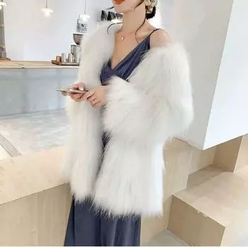 Осеннее и зимнее утолщенное пальто из искусственного меха, женское пальто средней длины, пальто для защиты окружающей среды 2XL чёрный