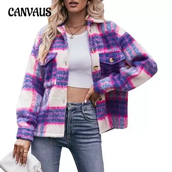 Осеннее и зимнее женское пальто из мохера в клетку, короткое твидовое толстое пальто с длинными рукавами S темно-серого