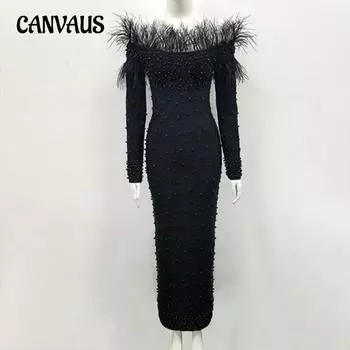 Осеннее и зимнее женское платье с бисером, сексуальные платья на бедрах S белый
