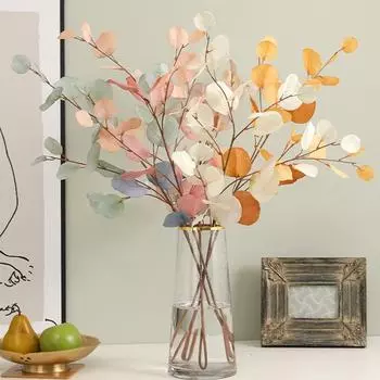 Осеннее искусственное растение, искусственные листья эвкалипта, длинная ветка, домашнее свадебное украшение, шелковые цветы, искусственные растения, украшение стола своими руками