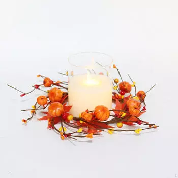 Осеннее кольцо для свечи, центральная композиция для стола, венок для праздничных вечеринок урожая