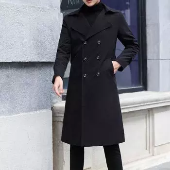 Осеннее мужское деловое пальто выше колена с воротником-ветровкой, тонкое повседневное удобное новое пальто средней длины M