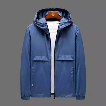 Осеннее мужское пальто, мужская корейская повседневная куртка с капюшоном L чёрный