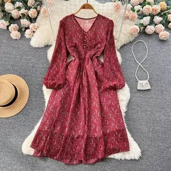 Осеннее новое французское платье Хепберн с ветровым темпераментом и сладкой талией, облегающее платье с рюшами и длинными рукавами внутри, Нижнее платье