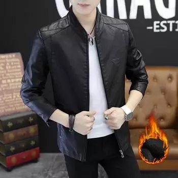 Осеннее новое мужское повседневное кожаное пальто, весеннее и осеннее пальто, корейская версия, тонкая трендовая красивая молодежная куртка из искусственной кожи M
