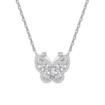 Осеннее новое ожерелье из стерлингового серебра S925 с инкрустацией бабочкой для женщин