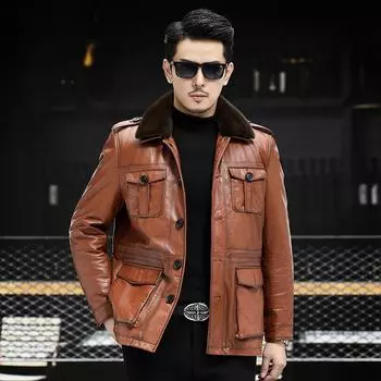 Осеннее новое пальто из натуральной воловьей кожи с маслом и воском, мужское пальто с воротником-поло, охотничье украшение, ветровка средней длины, куртка, пальто 5XL