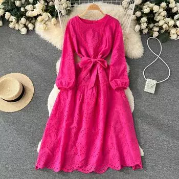 Осеннее новое платье феи Gentle Wind Art Senior Sense of Hollow, маленькое свежее платье Sen System First Love One Size зелёный