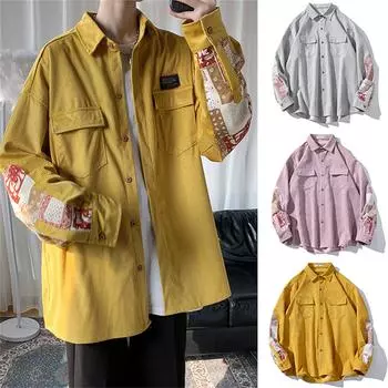 Осеннее новое вельветовое молодежное трендовое мужское модное повседневное пальто Мужская одежда L серый