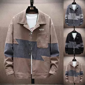 Осеннее новое вельветовое молодежное трендовое мужское модное повседневное пальто Мужская одежда XXXXL чёрный