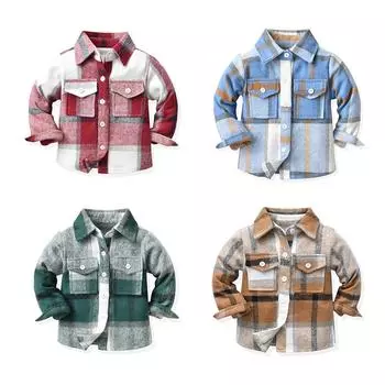Осеннее пальто для мальчиков, корейская новинка, детский унисекс, клетчатый лацкан, топ с длинным рукавом, модный короткий кардиган, куртка 80cm