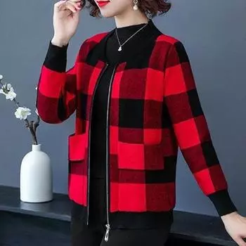 Осеннее пальто для мам среднего возраста, благородный свободный кардиган для женщин среднего возраста, весенняя и осенняя бейсбольная одежда XXXXL красный