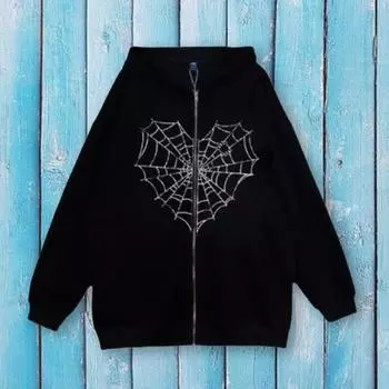 Осеннее пальто для пары, длинные рукава, хмель, паук, контрастные цвета, кардиган унисекс, шляпа с капюшоном, веб-принт, толстовка на Хэллоуин