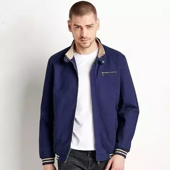 Осеннее пальто из чистого хлопка для отдыха, мужская модная стираная термоизолирующая куртка M чёрный