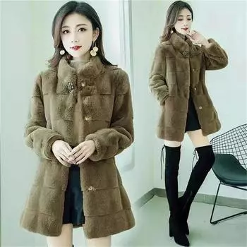 Осеннее пальто Модный дизайн Sense Is Thin Wild Temperament Высококачественная имитация норки куртка Женская тенденция Толстая XS чёрный