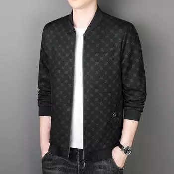Осеннее пальто папы, деловая повседневная мужская верхняя бейсбольная куртка, одежда для мужчин среднего возраста M чёрный