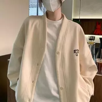 Осеннее пальто женское новое кардиган ранняя осень плюс бархат весна и осень тонкий свитшот бейсбольная форма свободный S 80-57.5 kg