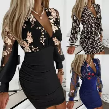 Осеннее платье-рубашка средней длины с V-образным вырезом, облегающее бедра, с длинными рукавами, вечерние платья для женщин S