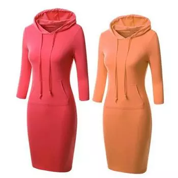 Осеннее платье с капюшоном и большим карманом, облегающее, с завязками на талии, эластичное, однотонное, облегающее мини-платье с рукавами 3/4, повседневное, для офиса, вечеринки, платье XXL чёрный