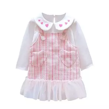 Осеннее повседневное лоскутное платье принцессы с длинными рукавами для маленьких девочек, детский сарафан L