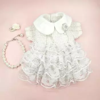 Осеннее шерстяное кружевное пышное платье для питомцев, плюшевое пальто, платье с бантом для собак, плюшевый мишка, котенок, йоркширский щенок, осенне-зимнее платье XS