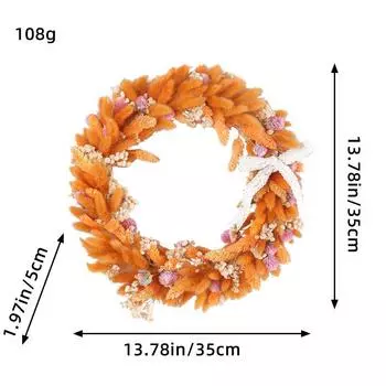 Осеннее украшение на День благодарения Праздник урожая Венок из шалфея Венок с кружевным бантом