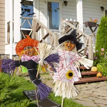 Осеннее Урожайное Пугало, милое осеннее садовое пугало, кукла, украшение для Дня благодарения, Хэллоуина, вечерние украшения