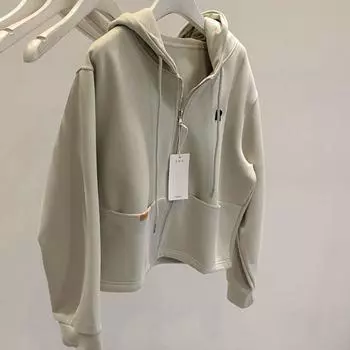 Осеннее винтажное довольно свободное пальто для женщин, шикарный дизайн, стиль колледжа, ретро, верхняя одежда, женская корейская мода, однотонный кардиган с капюшоном, новый M серый