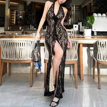 Осеннее женское однотонное облегающее платье с высокой талией и V-образным вырезом без рукавов S белый