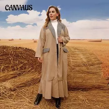 Осеннее женское пальто больших размеров, свободная куртка с оборками и рюшами для поездок на работу M кофейный