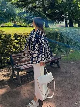Осеннее женское пальто с принтом, длинный рукав, однобортный пиджак с круглым вырезом, женское свободное тонкое женское пальто