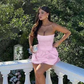 Осеннее женское платье в стиле светской львицы, сексуальное, облегающее, атласное, без бретелек, А-образное платье S чёрный