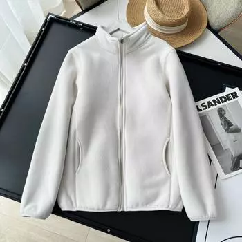 Осеннее женское плюшевое пальто-кардиган с воротником-стойкой XXXXL чёрный