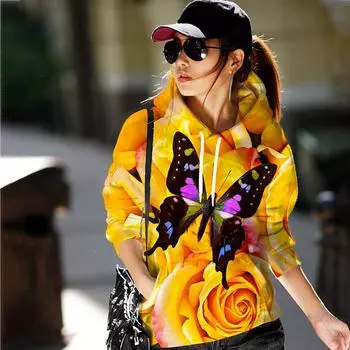 Осенние бабочки 3D принт толстовки мужские женские модные повседневные толстовки Harajuku большие толстовки с капюшоном пуловеры спортивный костюм одежда S