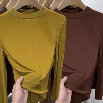 Осенние бархатные пуловеры и длинные рукава женские с воротником-стойкой больших размеров для мам с подолом для женщин M чёрный