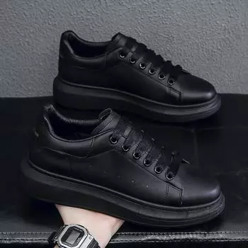 Осенние белые кроссовки для мужчин и женщин, визуально увеличивающие рост, классика в стиле Маккуин Women s 37 чёрный