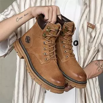 «Осенние ботинки Martin из натуральной кожи в стиле ретро 2024 года — повседневная рабочая обувь с высоким берцем» 42